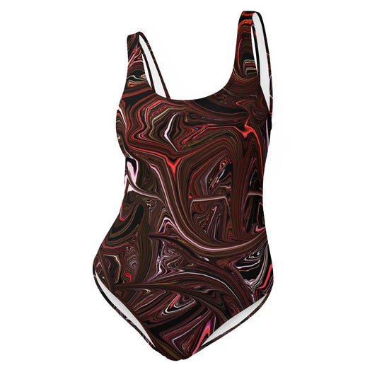 Red / Brown One-Piece Swimsuit